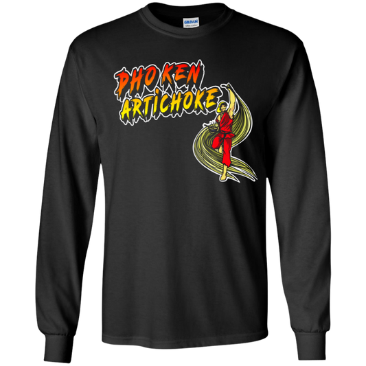 ArtichokeUSA Custom Design. Pho Ken Artichoke. Street Fighter Parody. Gaming. Youth LS T-Shirt