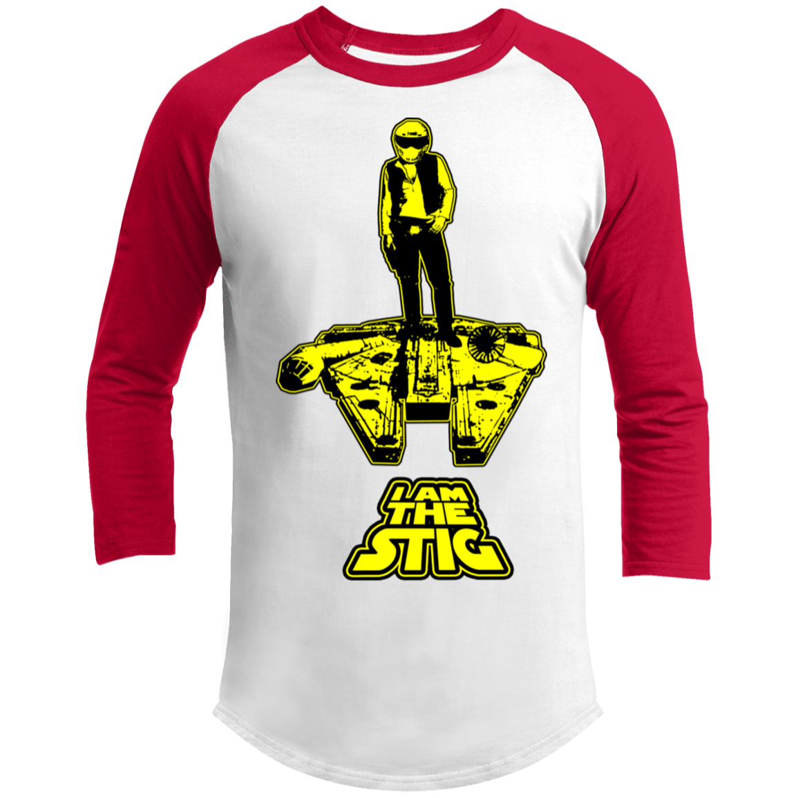 ArtichokeUSA Custom Design. I am the Stig. Han Solo / The Stig Fan Art. 3/4 Raglan Sleeve Shirt