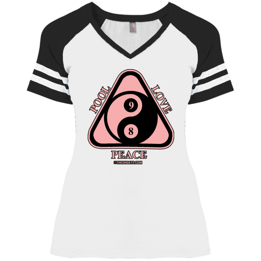 The GHOATS Custom Design #9. Ying Yang. Pool Love Peace. Ladies' Game V-Neck T-Shirt
