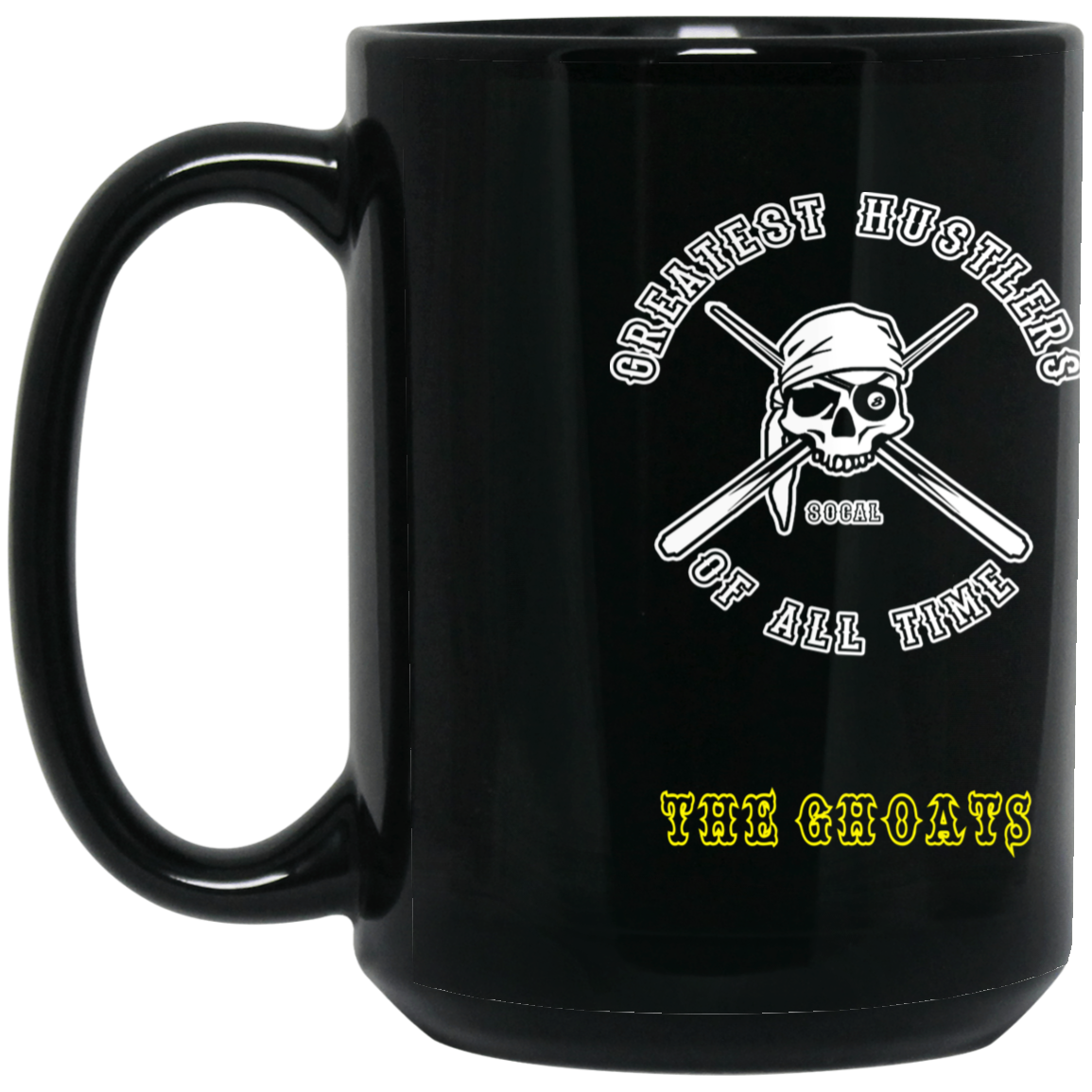 The GHOATS Custom Design. #4 Motorcycle Club Style. Ver 1/2. 15 oz. Black Mug