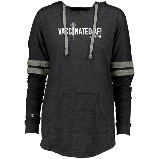 ArtichokeUSA Custom Design. Vaccinated AF (and fine). Ladies' Hooded Low Key Pullover