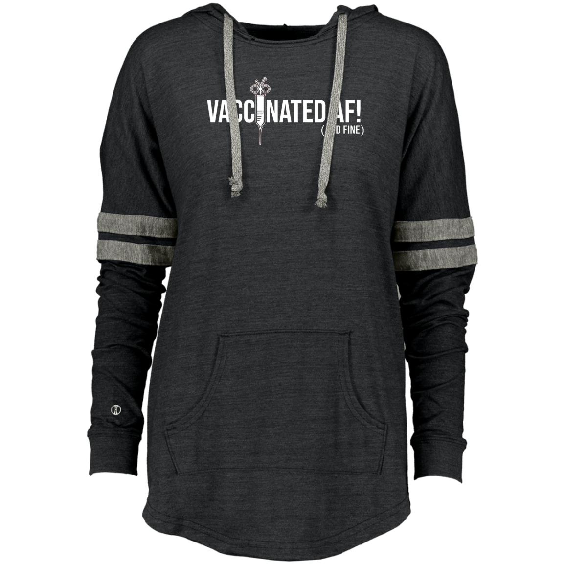 ArtichokeUSA Custom Design. Vaccinated AF (and fine). Ladies' Hooded Low Key Pullover