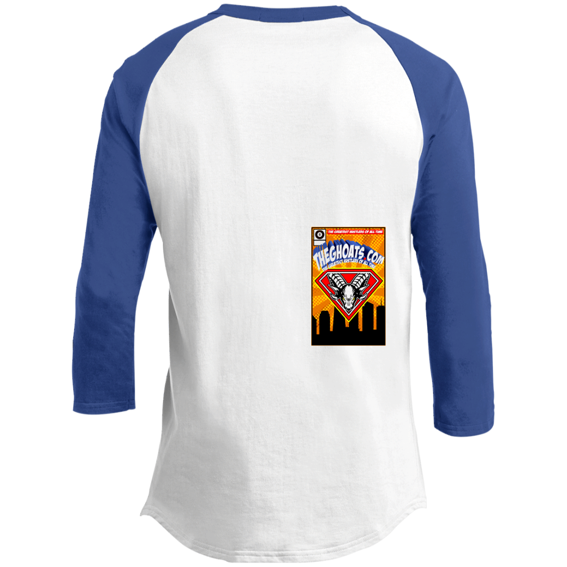 The GHOATS Custom Design. #38 Super 3. APA League. Youth 3/4 Raglan Sleeve Shirt