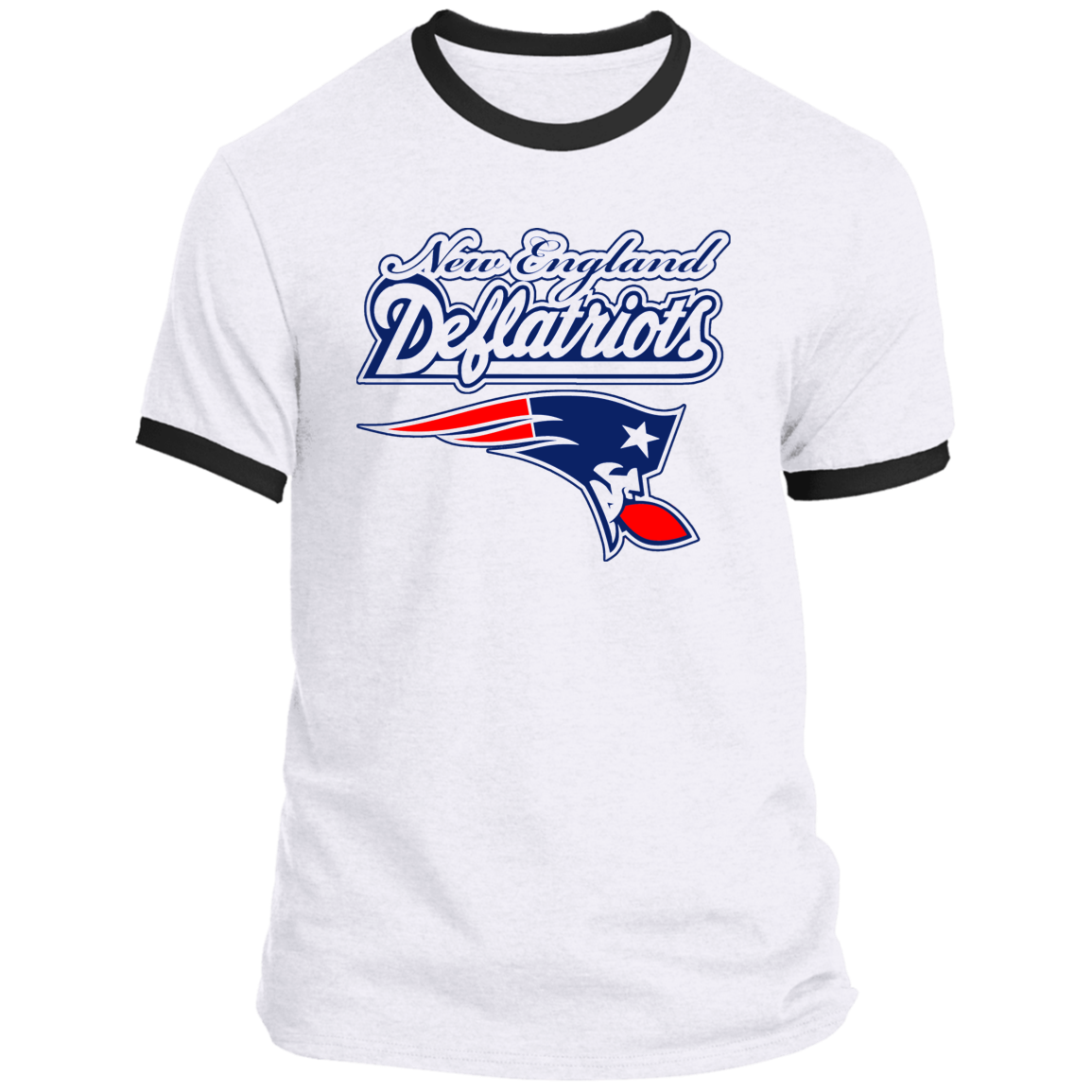 ArtichokeUSA Custom Design. New England Deflatriots. New England Patriots Parody. Ringer Tee