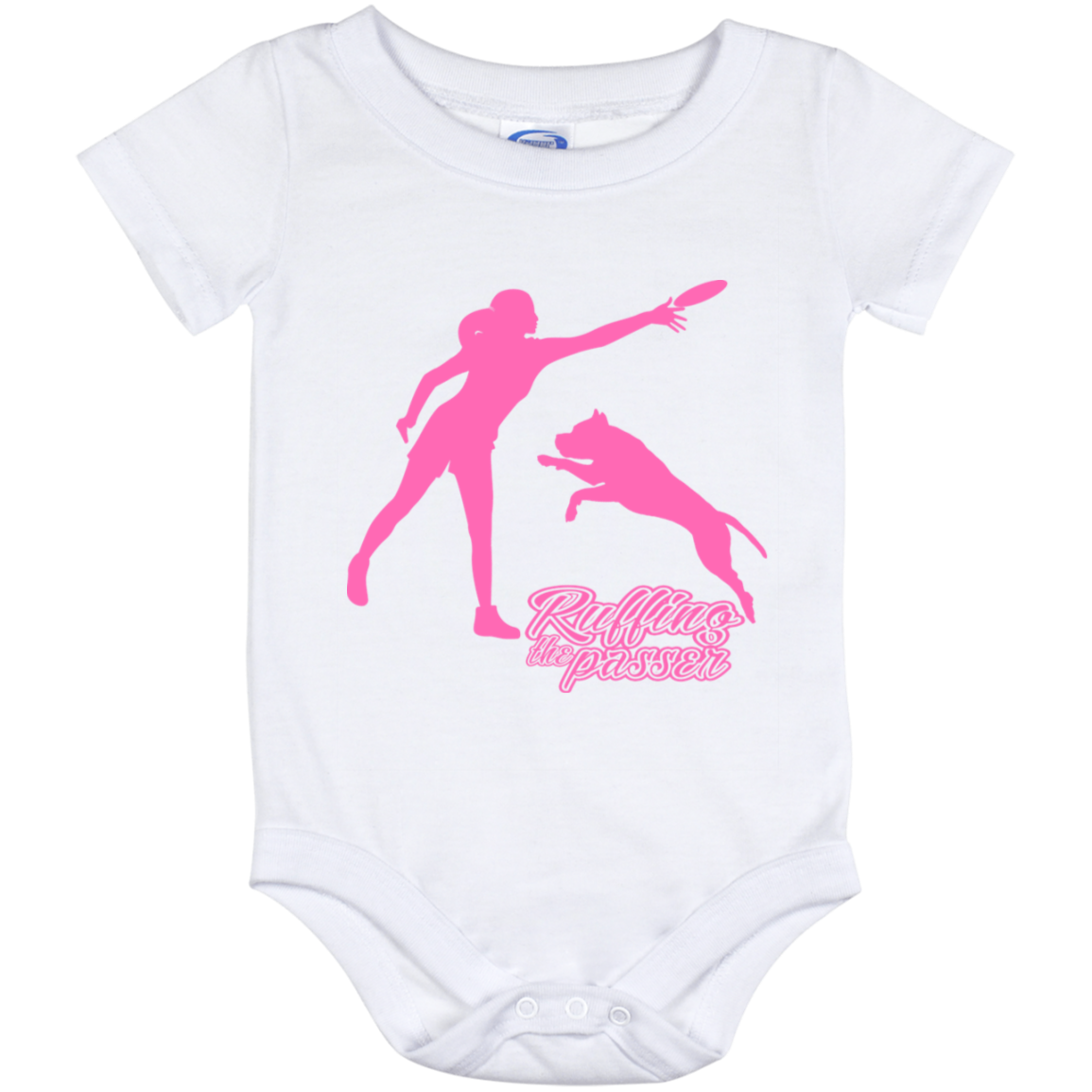 ArtichokeUSA Custom Design. Ruffing the Passer. Pitbull Edition. Female Version. Baby Onesie 12 Month