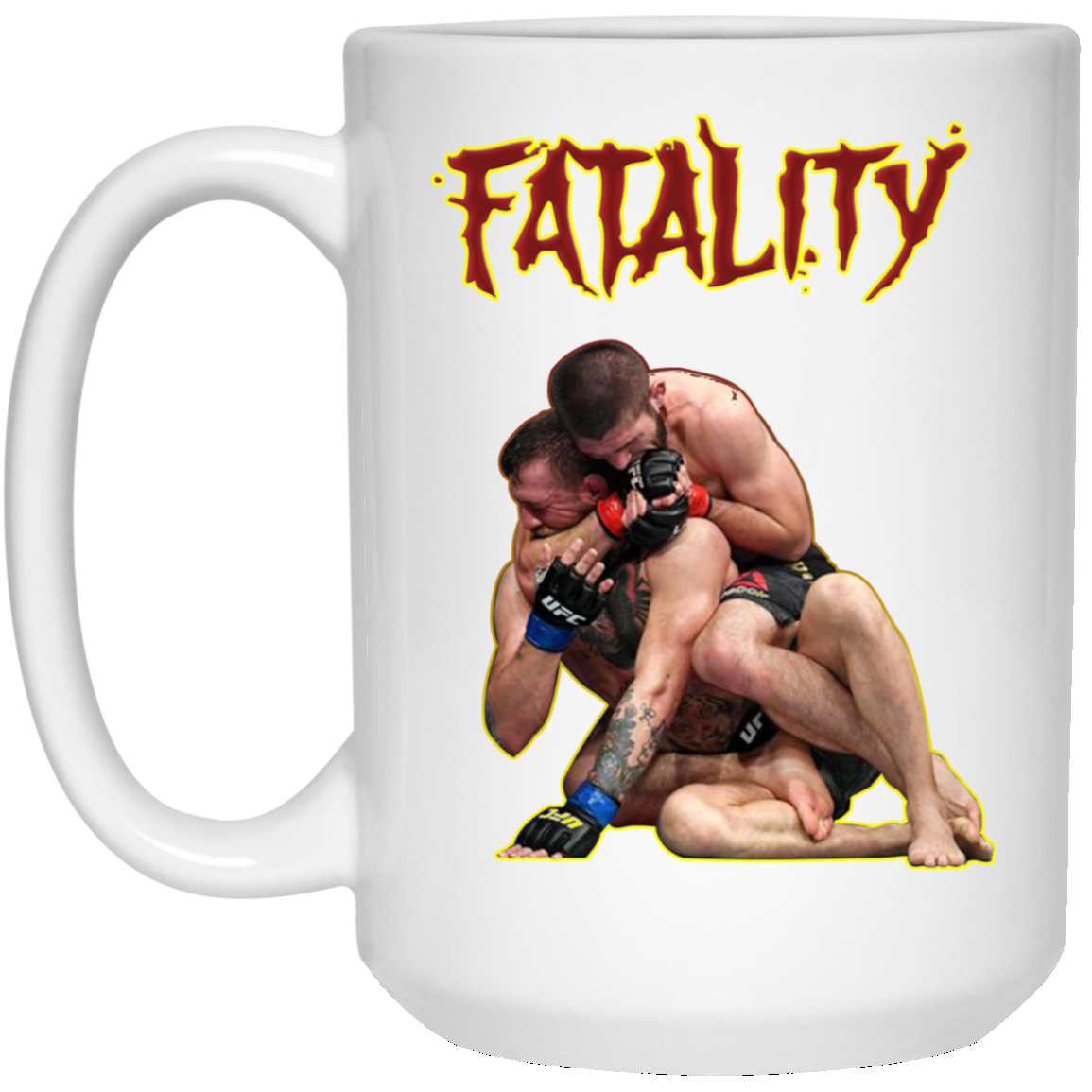 Artichoke Fight Gear Custom Design #11. Fatality. Mortal Kombat Parody. MMA.  15 oz. White Mug