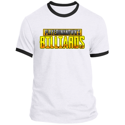 The GHOATS Custom Design. #27 PlayerUnknown's Billiards. PUBG Parody. Ringer Tee