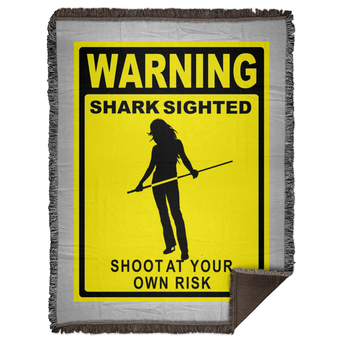 The GHOATS custom design #36. Shark Sighted. Female Pool Shark. Shoot At Your Own Risk. Pool / Billiards. Woven Blanket - 60x80