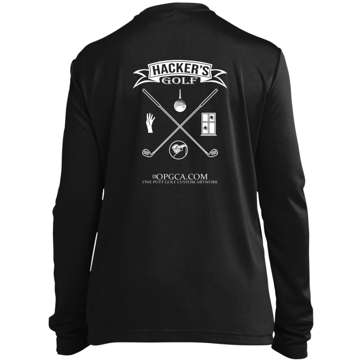 OPG Custom Design #20. 1st Annual Hackers Golf Tournament. Youth 100% Polyester Long Sleeve Tee