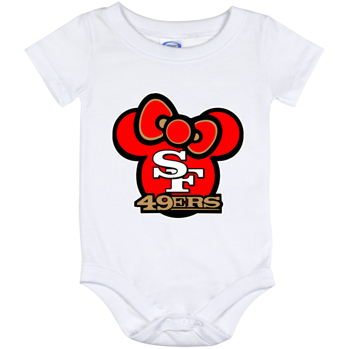 ArtichokeUSA Custom Design #51. Hello 49ers. SF 49ers/Hello Kitty Parody. TV Sports.  Baby Onesie 12 Month