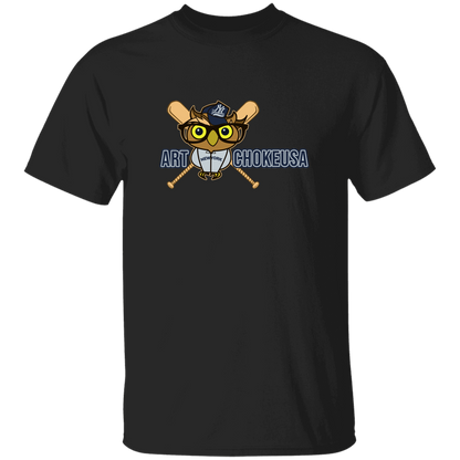 ArtichokeUSA Character and Font design. New York Owl. NY Yankees Fan Art. Let's Create Your Own Team Design Today. 100% Cotton T-Shirt
