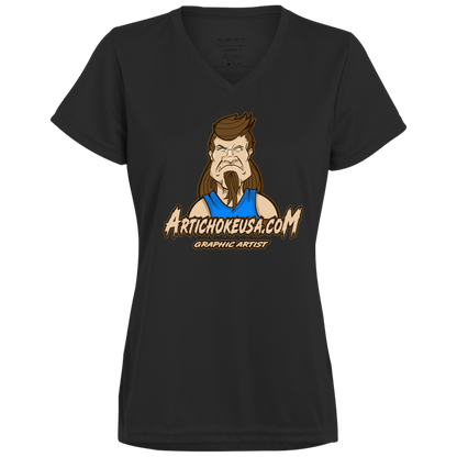 ArtichokeUSA Character and Font design. Let's Create Your Own Team Design Today. Mullet Mike. Ladies’ Moisture-Wicking V-Neck Tee