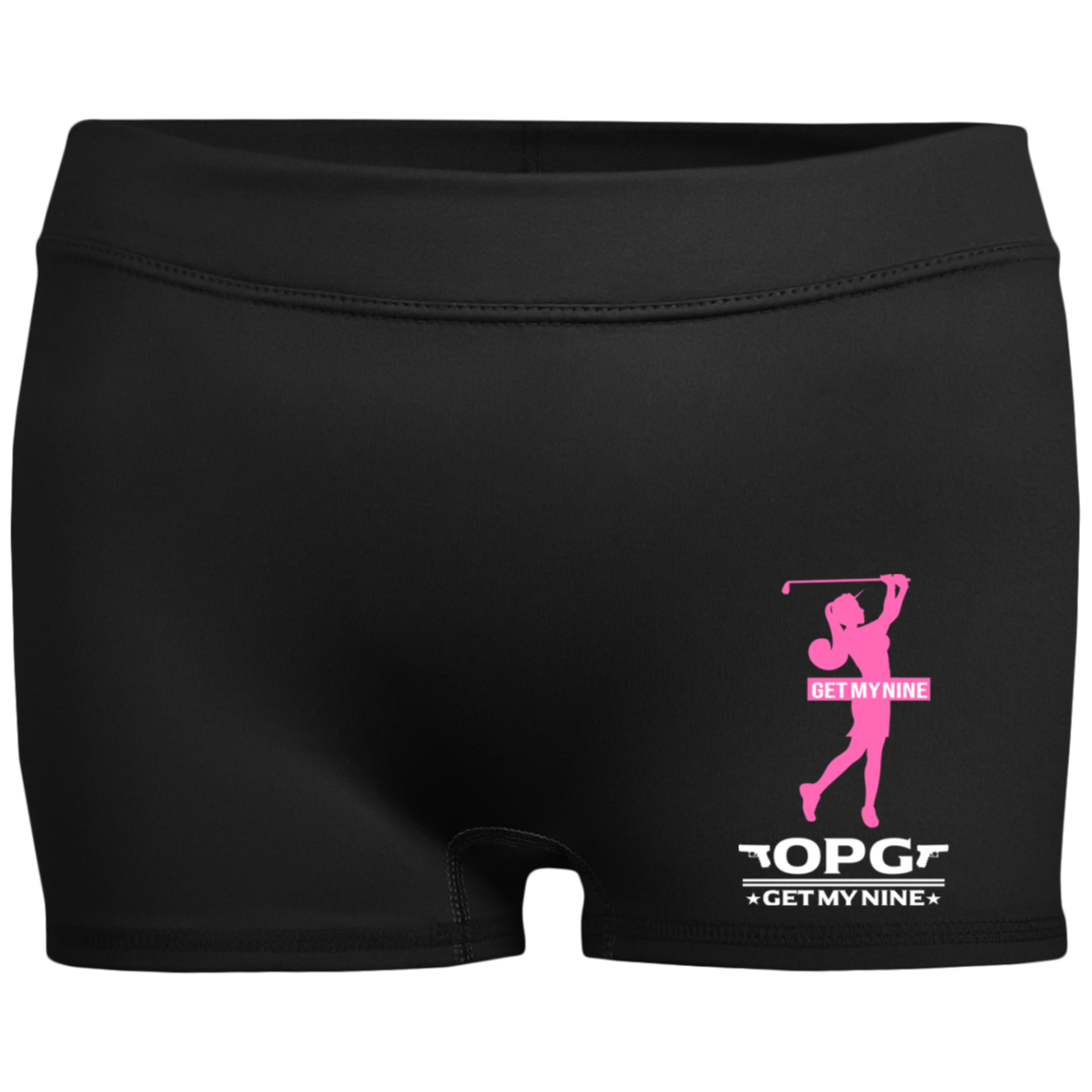 OPG Custom Design #16. Get My Nine. Female Version. Ladies' Fitted Moisture-Wicking 2.5 inch Inseam Shorts