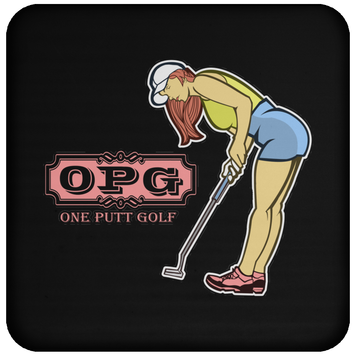 OPG Custom Design #7. One Putt Golf Brand. Female Golfer. Golf. Coaster