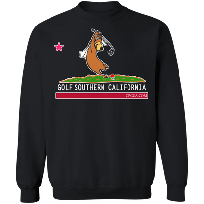 OPG Custom Design #15. Golf Southern California with Yogi Bear Fan Art. Crewneck Pullover Sweatshirt