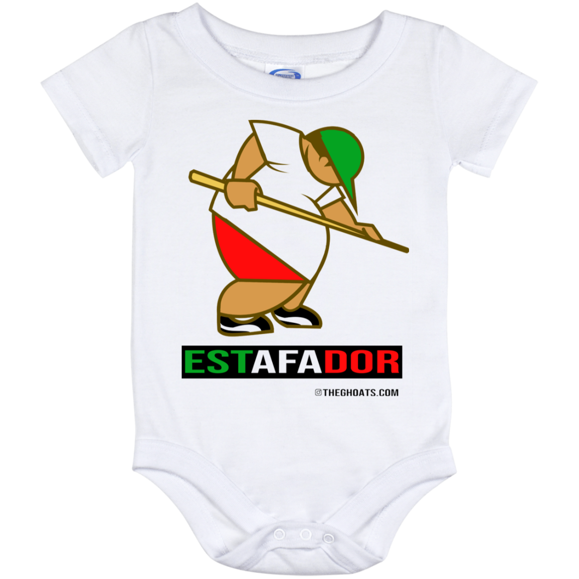 The GHOATS Custom Design. #30 Estafador. (Spanish translation for Male Hustler). Baby Onesie 12 Month