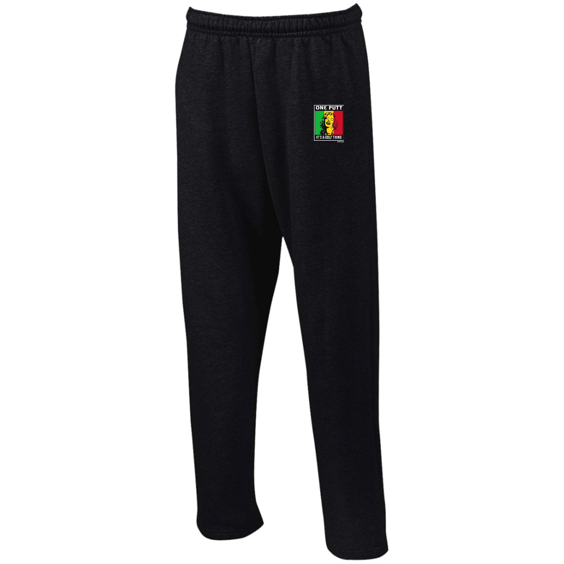 OPG Custom Design #22. One Putt / One Love Parody with Fan Art. Female Edition. Open Bottom Sweatpants with Pockets