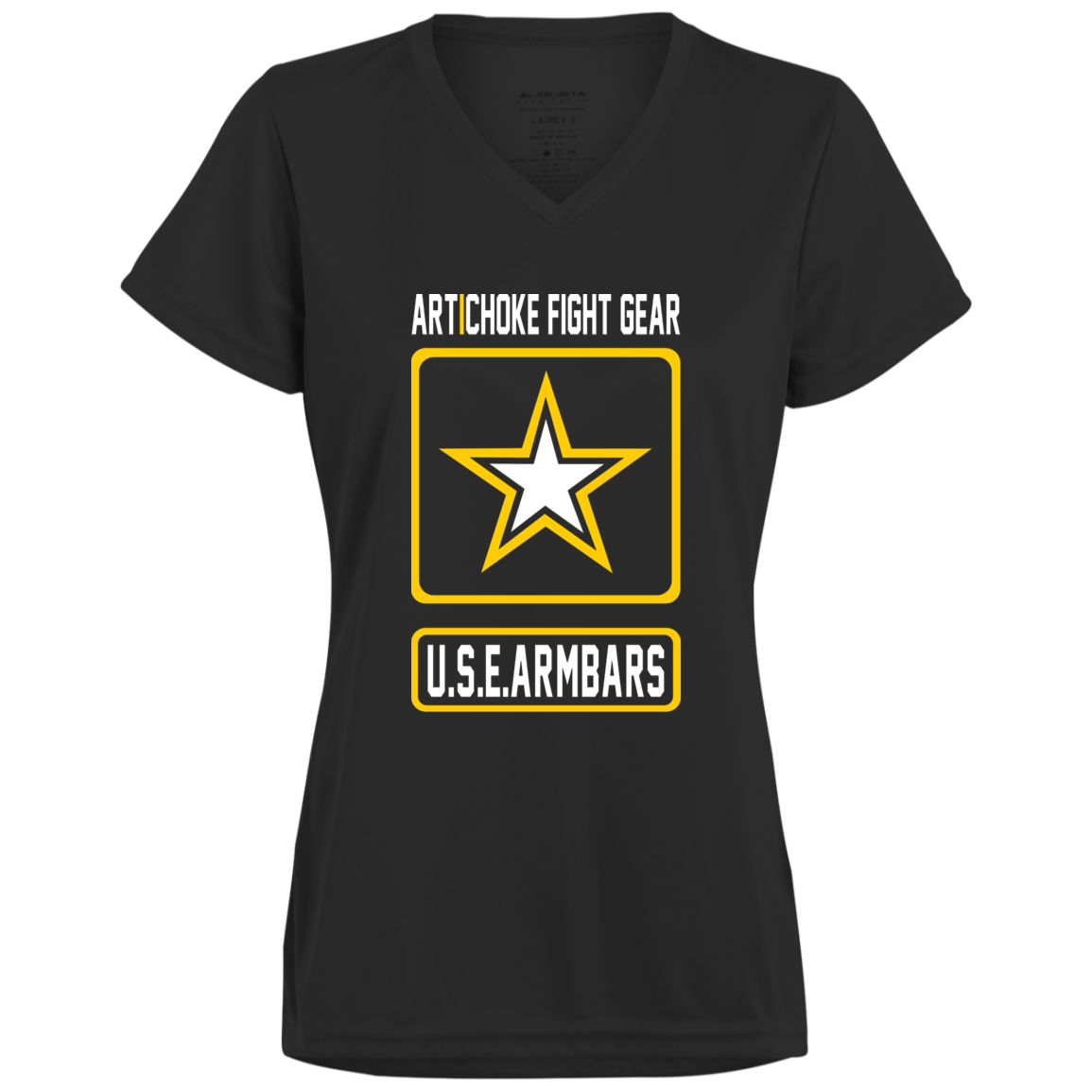 Artichoke Fight Gear Custom Design #2. USE ARMBARS. Ladies’ Moisture-Wicking V-Neck Tee