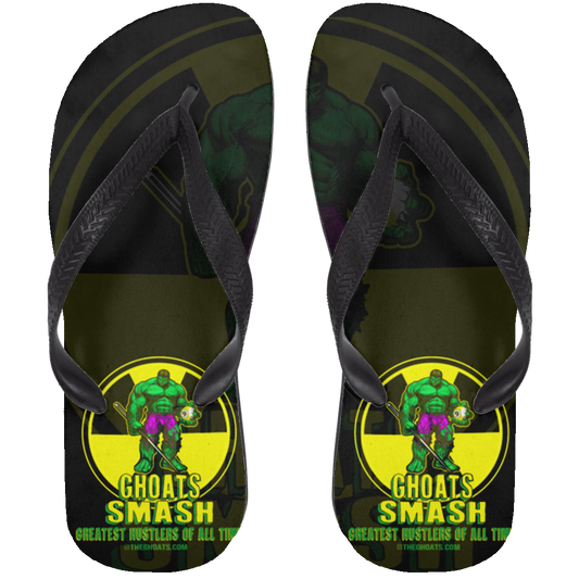 The GHOATS Custom Design. #13. GHOATS SMASH. Adult Flip Flops