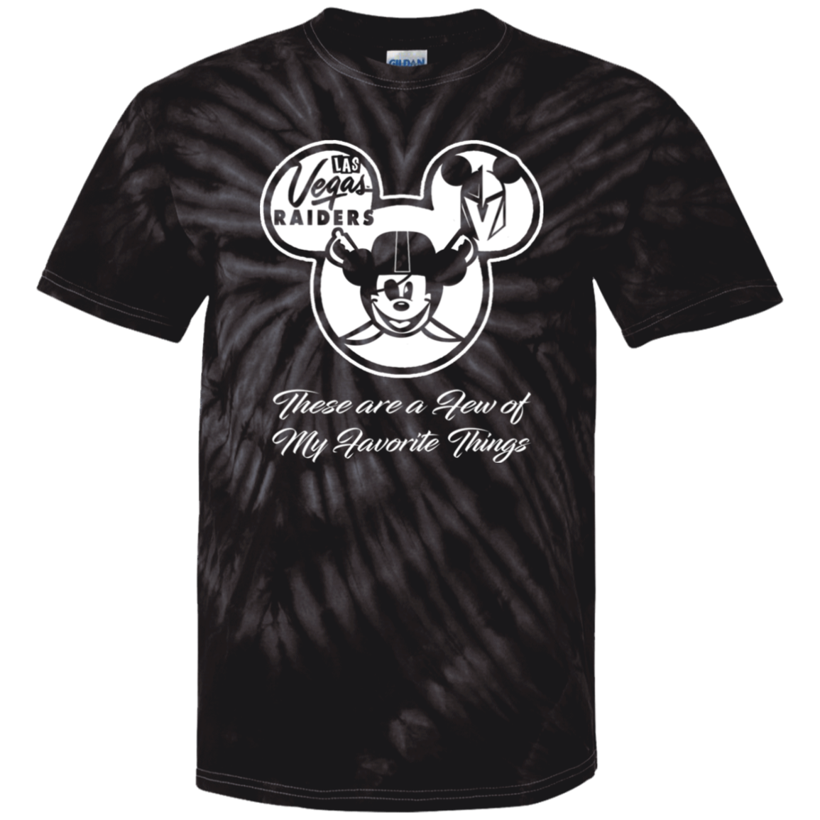 ArtichokeUSA Custom Design. Las Vegas Raiders & Mickey Mouse Mash Up. Fan Art. Parody. 100% Cotton Tie Dye T-Shirt