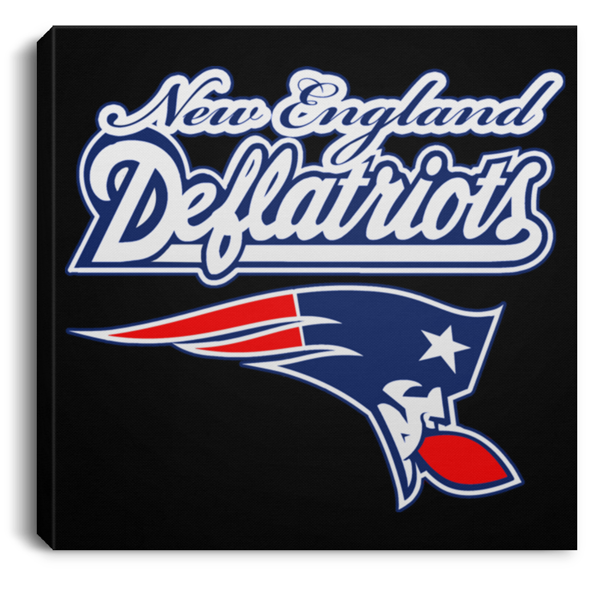 ArtichokeUSA Custom Design. New England Deflatriots. New England Patriots Parody. Square Canvas .75in Frame