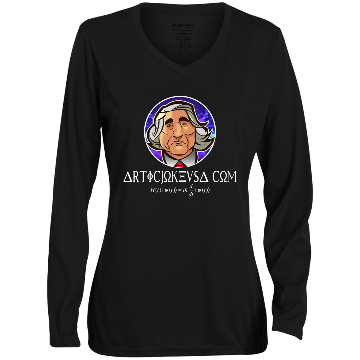 ArtichokeUSA Custom Design. Michio Kaku Fan Art. Ladies' Moisture-Wicking Long Sleeve V-Neck Tee