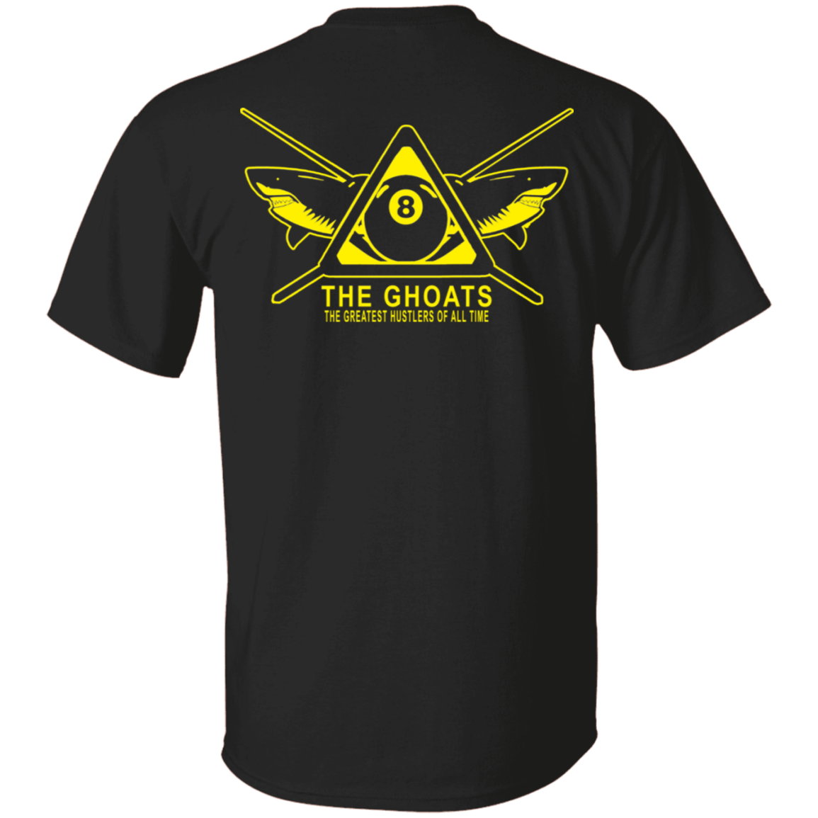 The GHOATS Custom Design #35. Beware of Sharks. Shoot at Your Own Risk. Basic 100% Cotton T-Shirt