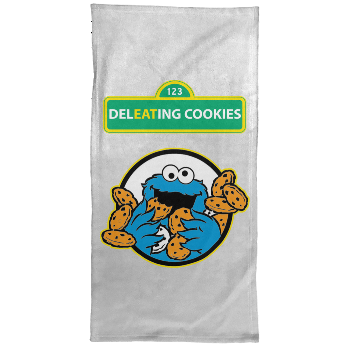 ArtichokeUSA Custom Design #58. DelEATing Cookes. IT humor. Cookie Monster Parody. Hand Towel - 15x30