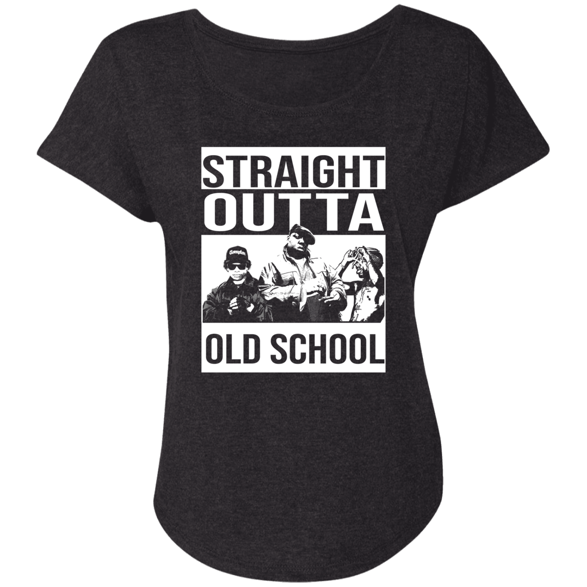 ArtichokeUSA Custom Design. Straight Outta Old School. The GOATs of Rap. Ladies' Triblend Dolman Sleeve