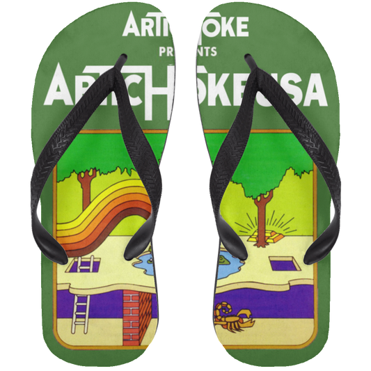 ArtichokeUSA Custom Design. Pitfall Game. Activision Parody. Ladies' Soft Style Hoodie Adult Flip Flops