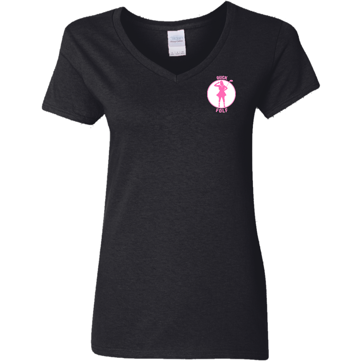 OPG Custom Design #19. GUCK FOLF. Female Edition. Ladies' 100% Cotton V-Neck T-Shirt