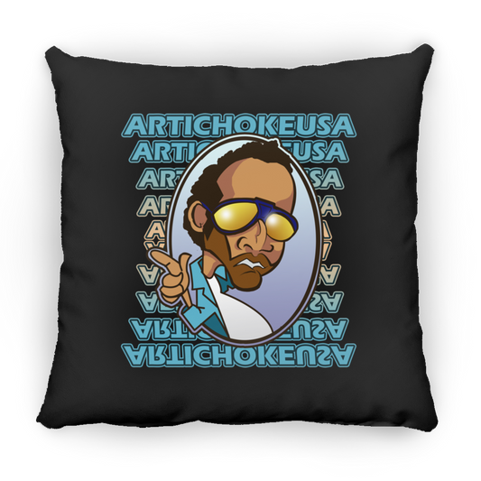 ArtichokeUSA Character and Font design. Let's Create Your Own Team Design Today. My first client Charles. Large Square Pillow