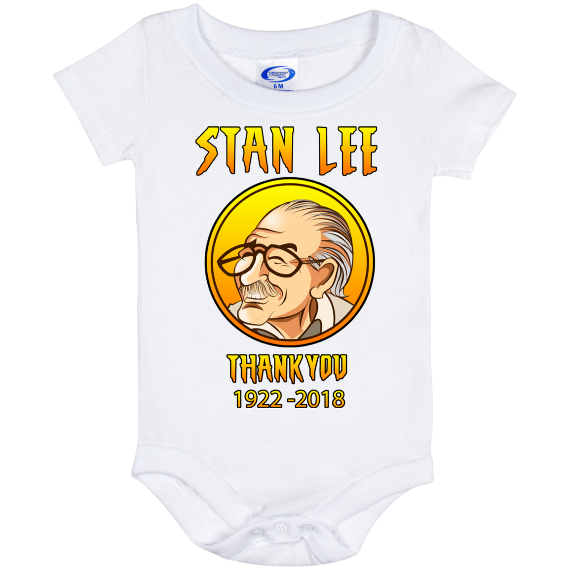 ArtichokeUSA Character and Font design. Stan Lee Thank You Fan Art. Let's Create Your Own Design Today. Baby Onesie 6 Month