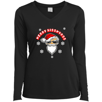 ArtichokeUSA Custom Design. Merry Kiss My Ass. Ladies’ Long Sleeve Performance V-Neck Tee