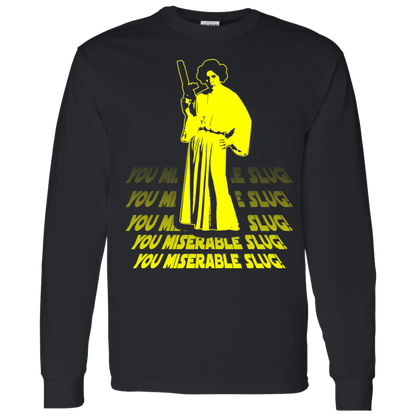 ArtichokeUSA Custom Design. You Miserable Slug. Carrie Fisher Tribute. Star Wars / Blues Brothers Fan Art. Parody. LS T-Shirt 5.3 oz.