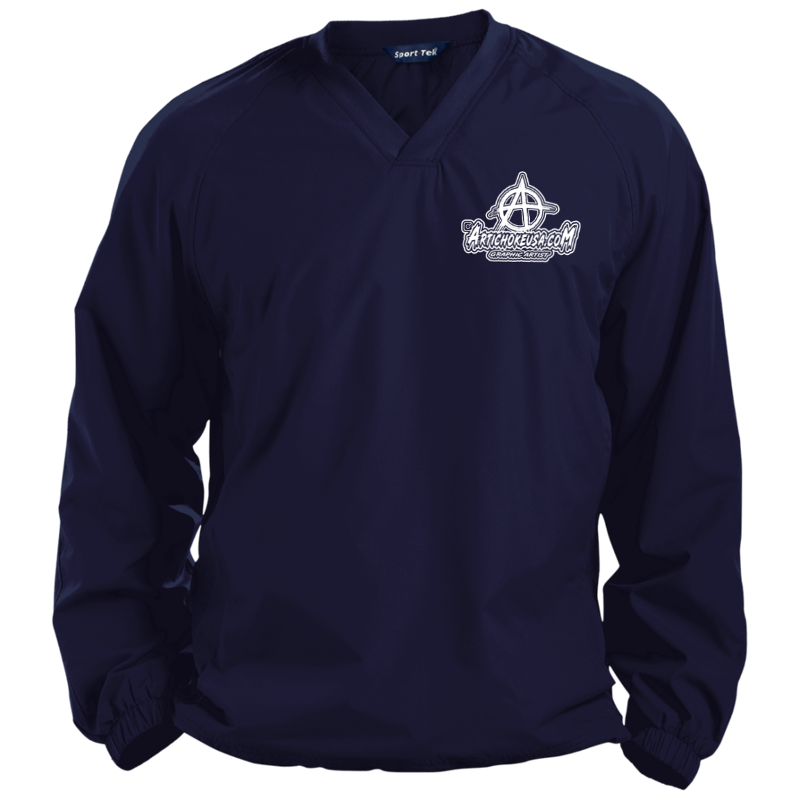 Embroidered Pullover V-Neck Windshirt