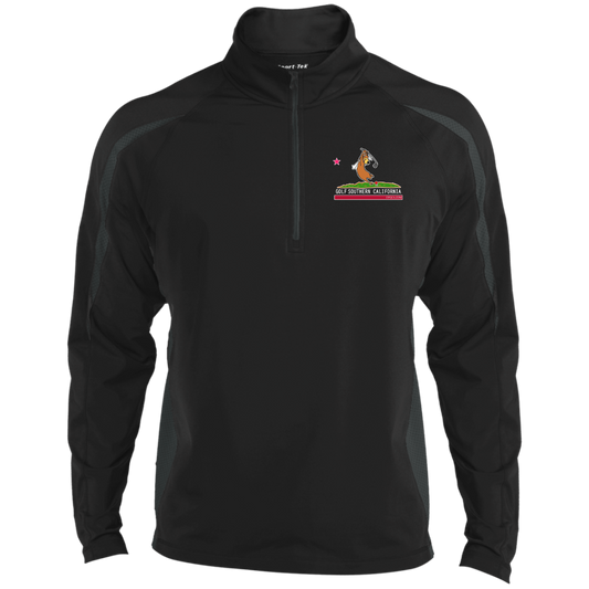 Custom Design #15. Golf Southern California with Yogi Fan Art. 1/2 Zip Sport Wicking Colorblock 1/2 Zip