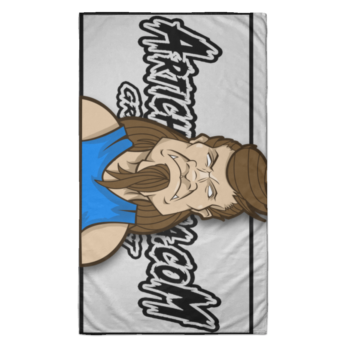 ArtichokeUSA Character and Font design. Let's Create Your Own Team Design Today. Mullet Mike. Towel - 35x60