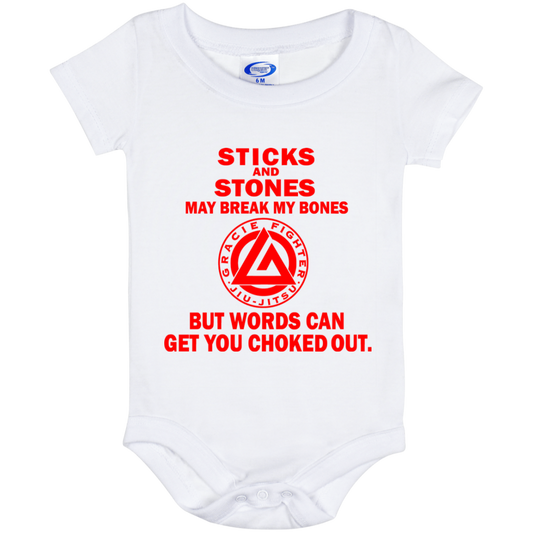 Artichoke Fight Gear Custom Design #19. Sticks and Stones. Baby Onesie 6 Month