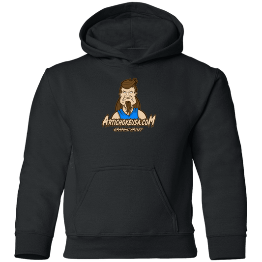 ArtichokeUSA Character and Font design. Let's Create Your Own Team Design Today. Mullet Mike. Youth Pullover Hoodie