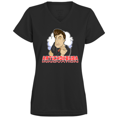 ArtichokeUSA Custom Design. Innovation. Elon Musk Parody Fan Art. Ladies’ Moisture-Wicking V-Neck Tee