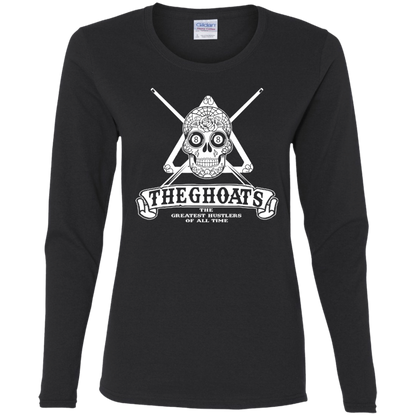 The GHOATS Custom Design #37. Sugar Skull Pool Theme. Ladies' Cotton LS T-Shirt