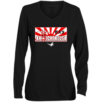 ArtichokeUSA Character and Font design. Shobijin (Twins)/Mothra Fan Art . Let's Create Your Own Design Today. Ladies' Moisture-Wicking Long Sleeve V-Neck Tee