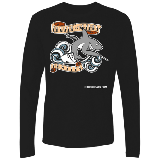 The GHOATS Custom Design #3. Beware of Sharks. Pool/Card Shark. Ultra Soft Fitted Men's Long Sleeve