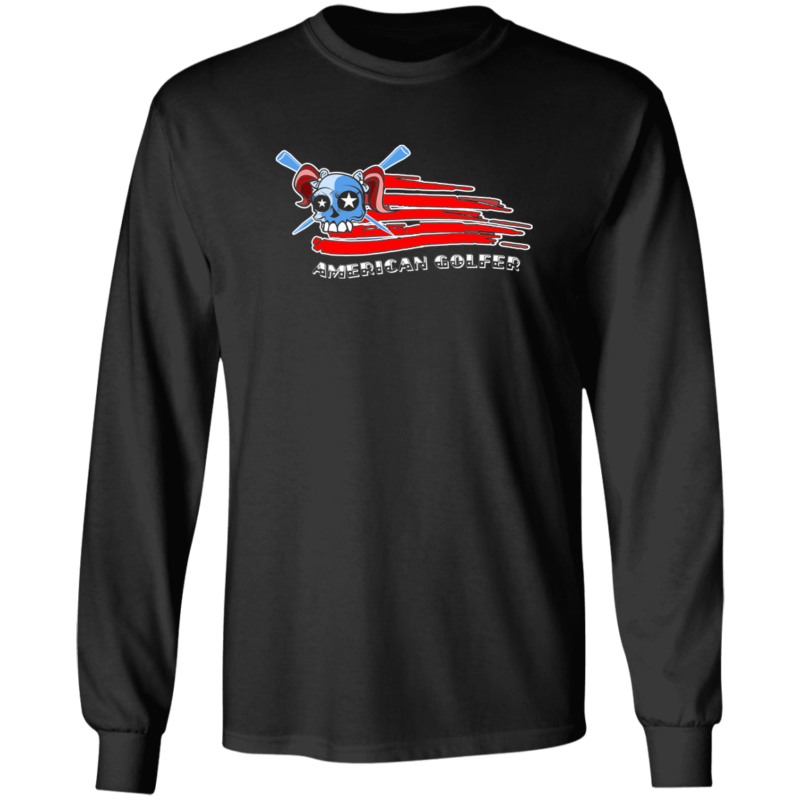 OPG Custom Design #12. American Golfer. Female Edition. 100% US Cotton LS T-Shirt