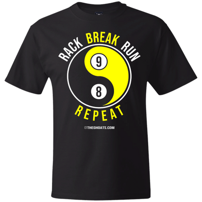 The GHOATS Custom Design #7. Rack Break Run Repeat. Ying Yang. Heavy Cotton T-Shirt