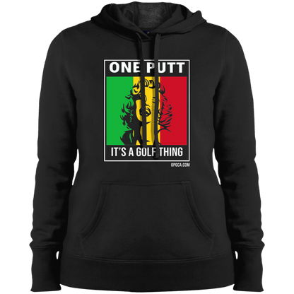 OPG Custom Design #22. One Putt / One Love Parody with Fan Art. Female Edition. Ladies' Pullover Hooded Sweatshirt