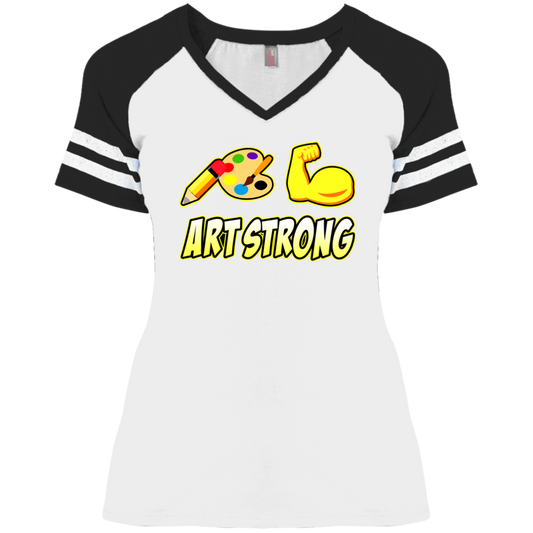 ArtichokeUSA Custom Design. Art Strong. Ladies' Game V-Neck T-Shirt