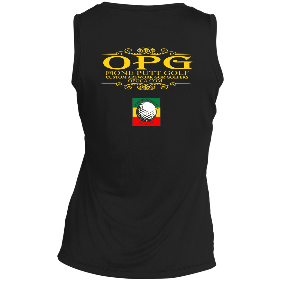 OPG Custom Design #22. One Putt / One Love Parody with Fan Art. Female Edition. Ladies' Sleeveless V-Neck
