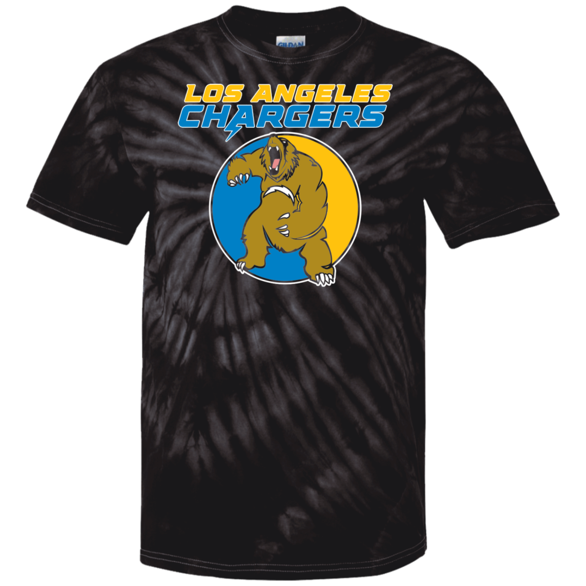 ArtichokeUSA Custom Design. Los Angeles Chargers Fan Art. 100% Cotton Tie Dye T-Shirt